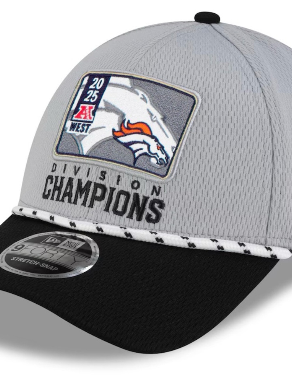 New Era Denver Broncos Gray and Black Division Champions Hat
